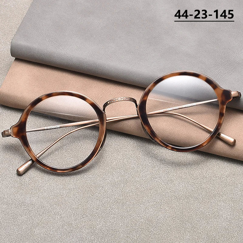 

Japanese Design Round Eyeglasses Men Pure Titanium Glasses Frame Women Acetate Eyewear Retro Handmade Circle Spectacles KMN1110