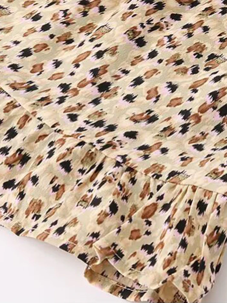 ヨーロッパとアメリカンスタイルの秋の新しい花柄不規則なプリーツ半袖ドレス女性のためのハイウエストデザインニッチスカート