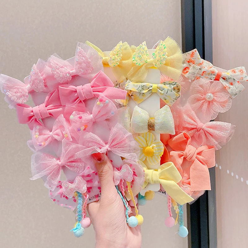 8/10Pcs Cute Bow Flower Hair Clip Children Girls Sweet Hairpins Fashion Princess Barrettes Girls Hair Accessories Headdress