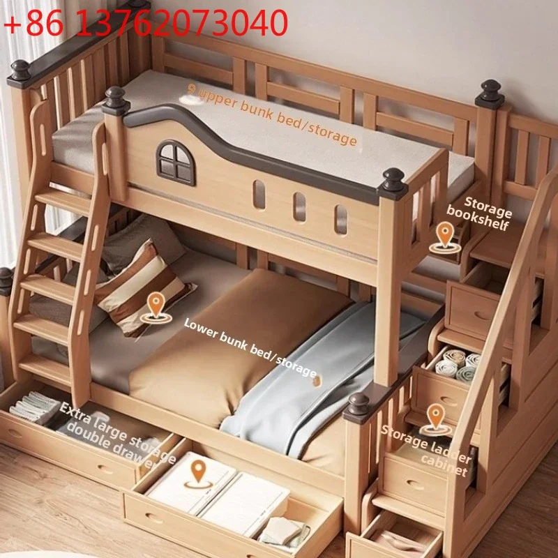 

Bedroom Furniture 120x200 135x200 150x200 180x200cm Modern Beech Bunk Bed 2 People Double Bedroom Beds Full Size Bed Frame