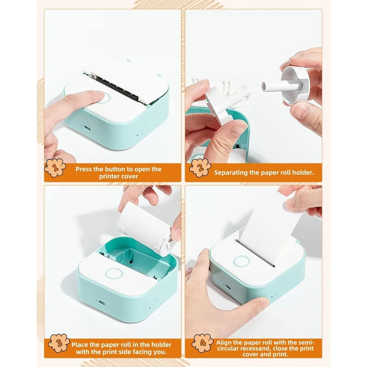 Papel térmico color T02, compatible con mini impresora T02/M02X/M02L, negro sobre blanco, 53 mm x 3,5 m, 3 rollos