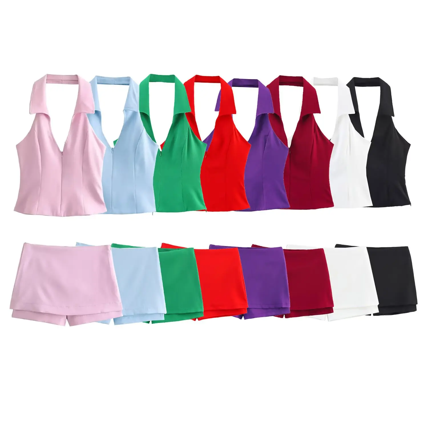 

Taop&Za women's clothing 2025 summer new shirt-style halter neck top 2796777 low waist skirt pants 3067407