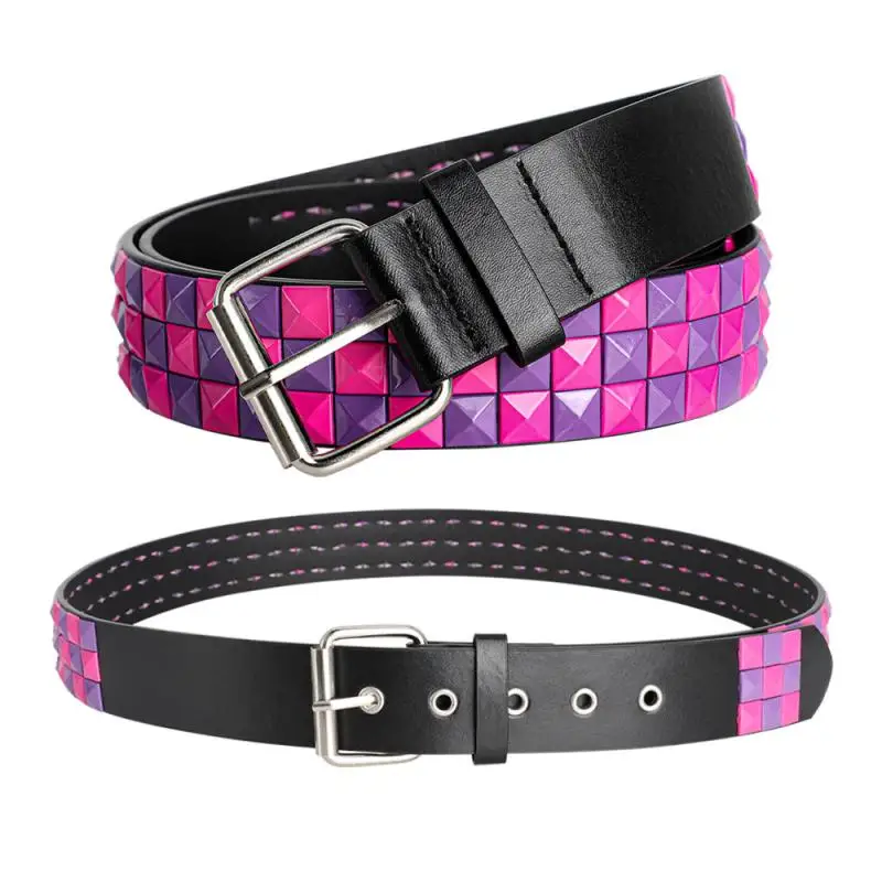 

Polychrome Rivet Belt Heavy Metal Belt Men Women Punk Hiphop Rock Style Belt Y2K Belt Jeans Belt Women's Belt Fashion Decoration
