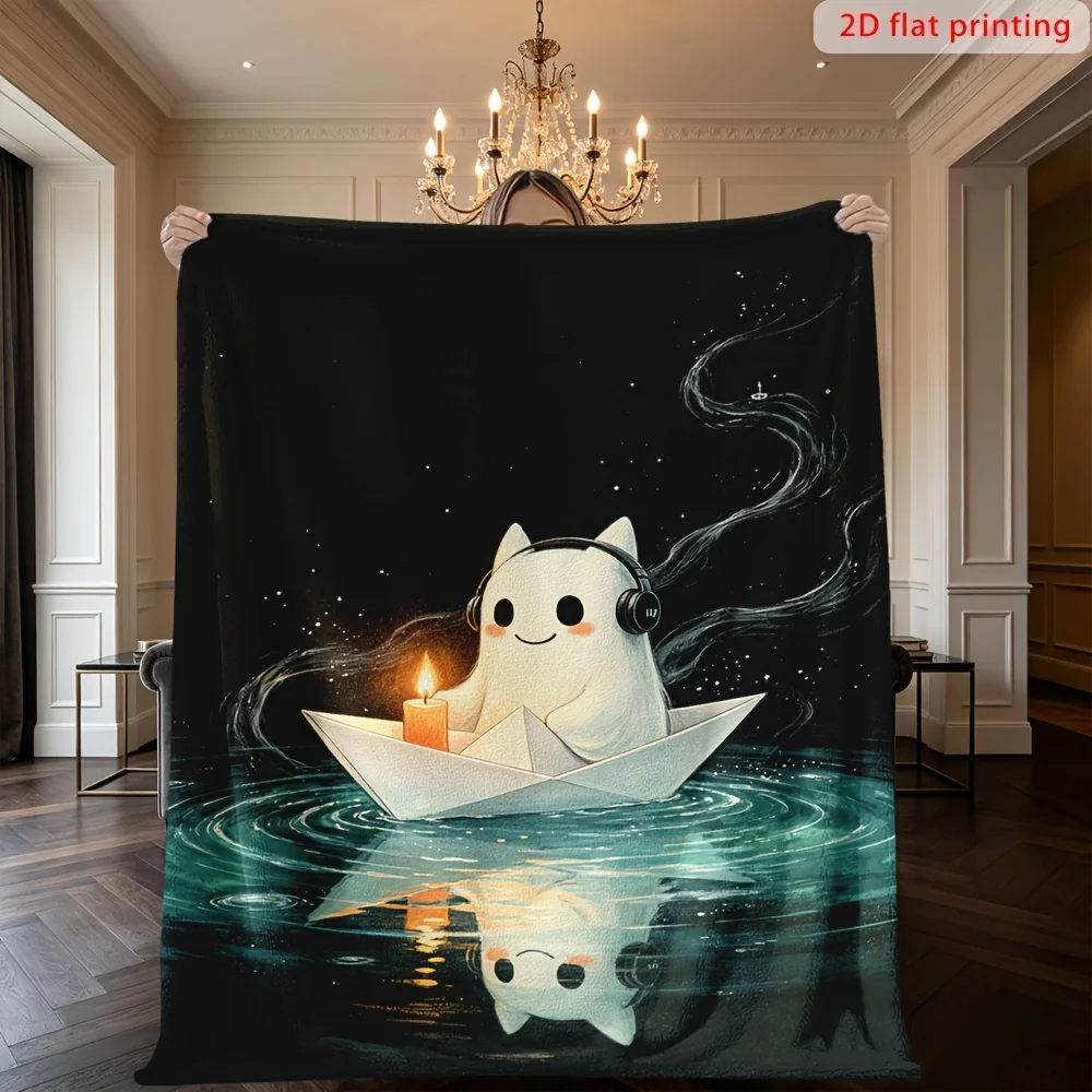 Cute Bubble Character Blanket Throw Cozy Anime Aesthetic Art Decoration Gift