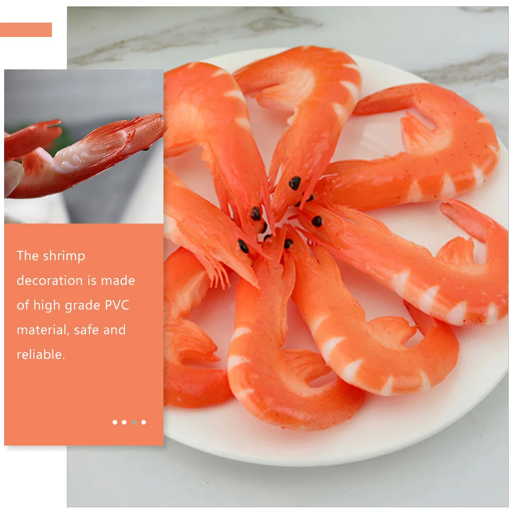 6 Pcs Simulation Lobster Model PVC Shrimp Prop Artificial Toy Photo Food Realistic Simulated Teaching