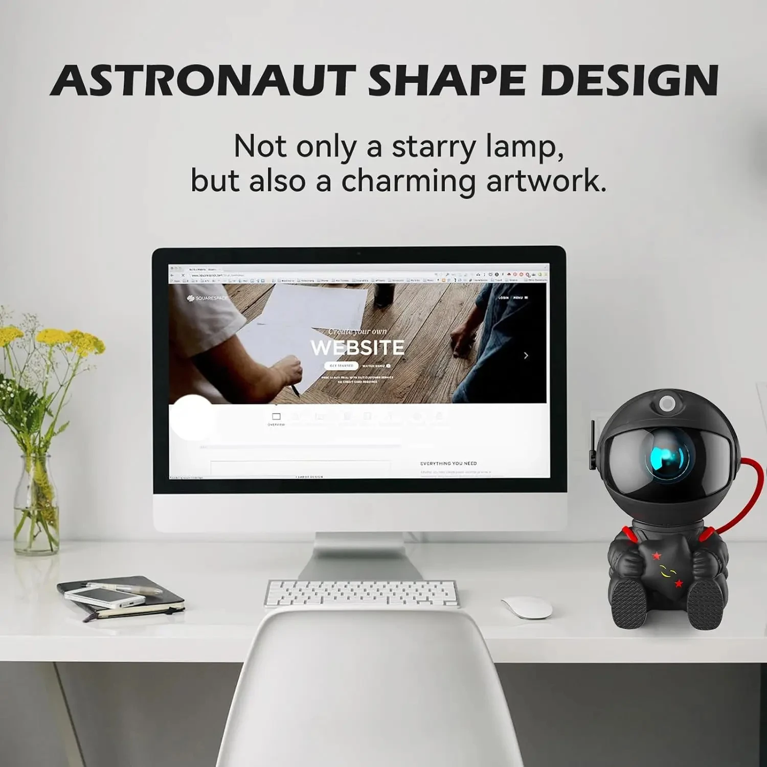 Stunning Astronaut Light Projector for Bedroom - Cozy Atmosphere Star and Moon Projection Night Light for Boys and Girls Room - 