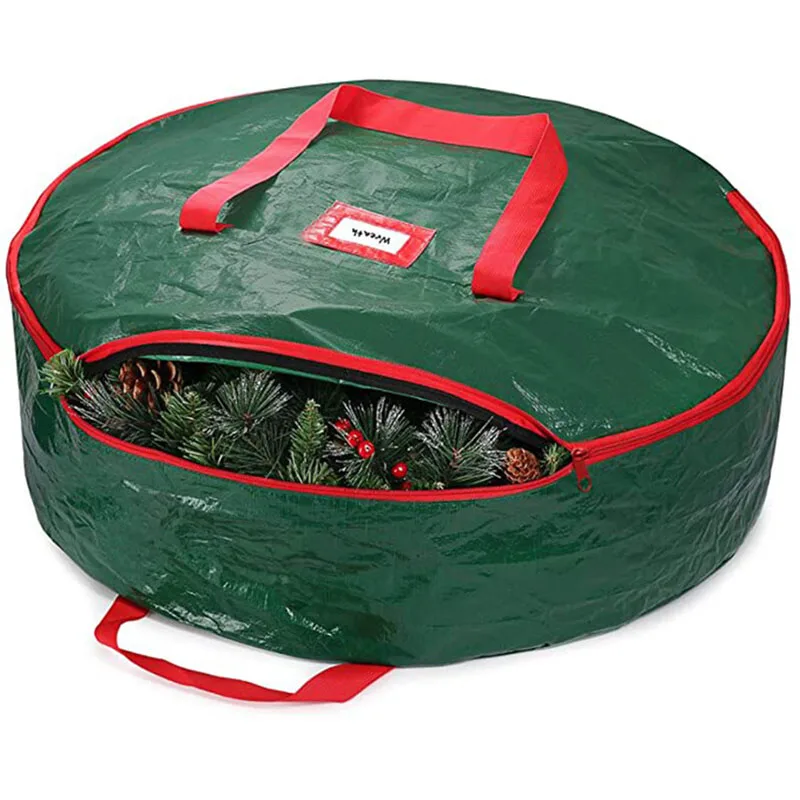 

Christmas Circular Wreath Bag Pe Artificial Wreath Storage Bag Portable Storage Bag Sundries And Clothing Storage