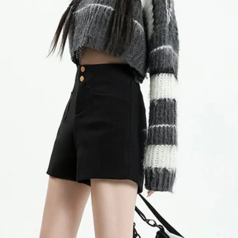 S-3XL 반바지 여성 우아한 캐주얼 하이 웨이스트 올 매치 여름 데일리 블랙 한국 패션 스타일 Hot Girls streetwear Design Cozy