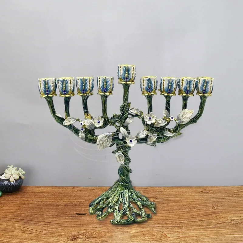 

Traditional Menorah Table Centerpiece Hanukkah Candleholder for Prayer Votive Candles Taper Candles Farmhouse Hotel Dining Room