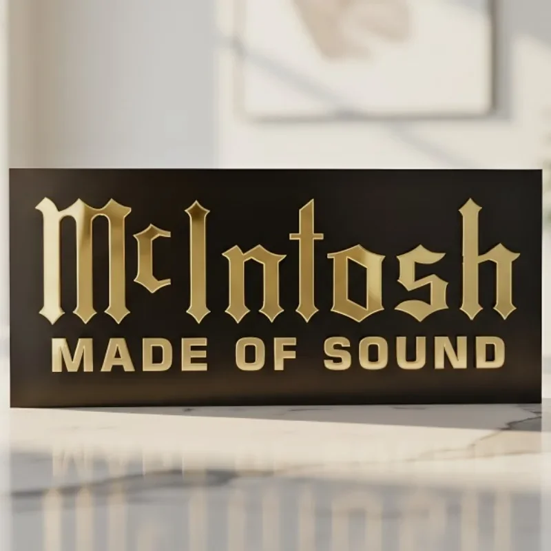 McIntosh Wall Sign – Gold Mirror Acrylic Home Theater Plaque for Movie Room Sound Room and Media Premium Cinema Decor