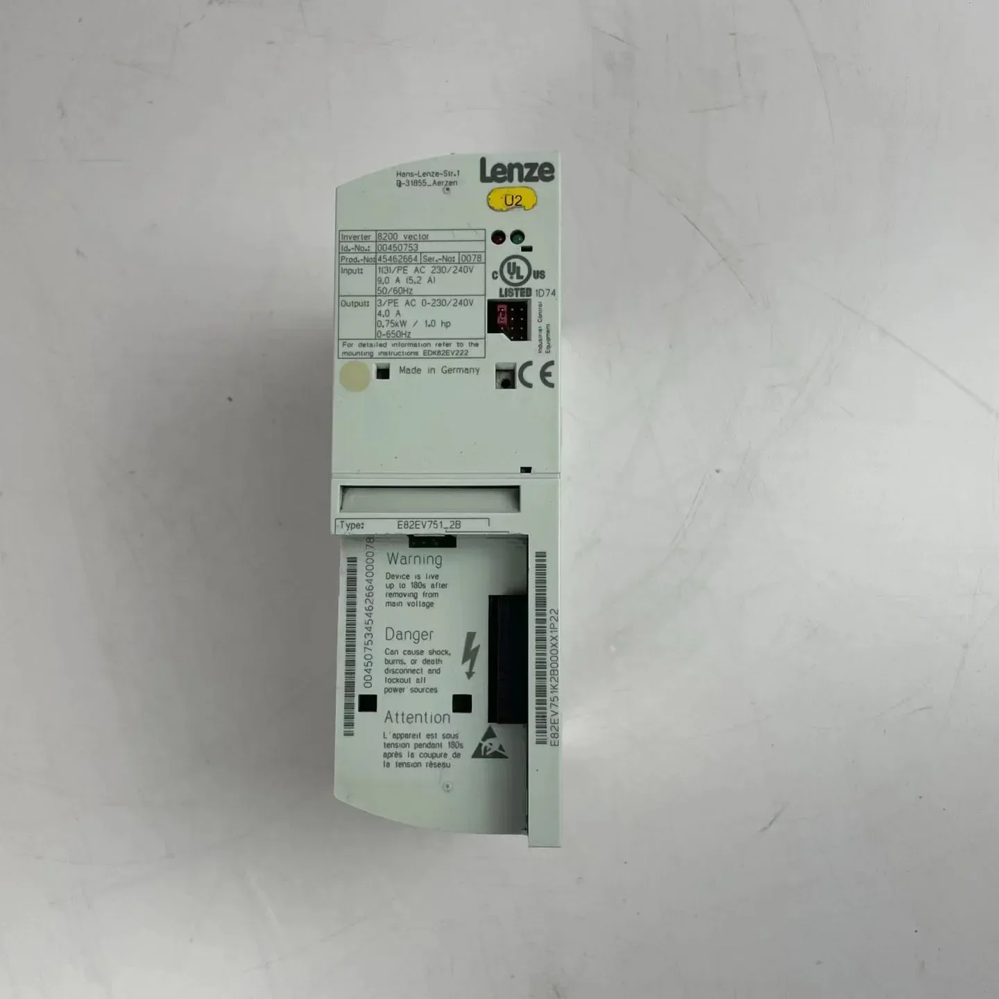 E82EV751-2B 8200 Vector Inverter 0.75KW Drive for Lenze