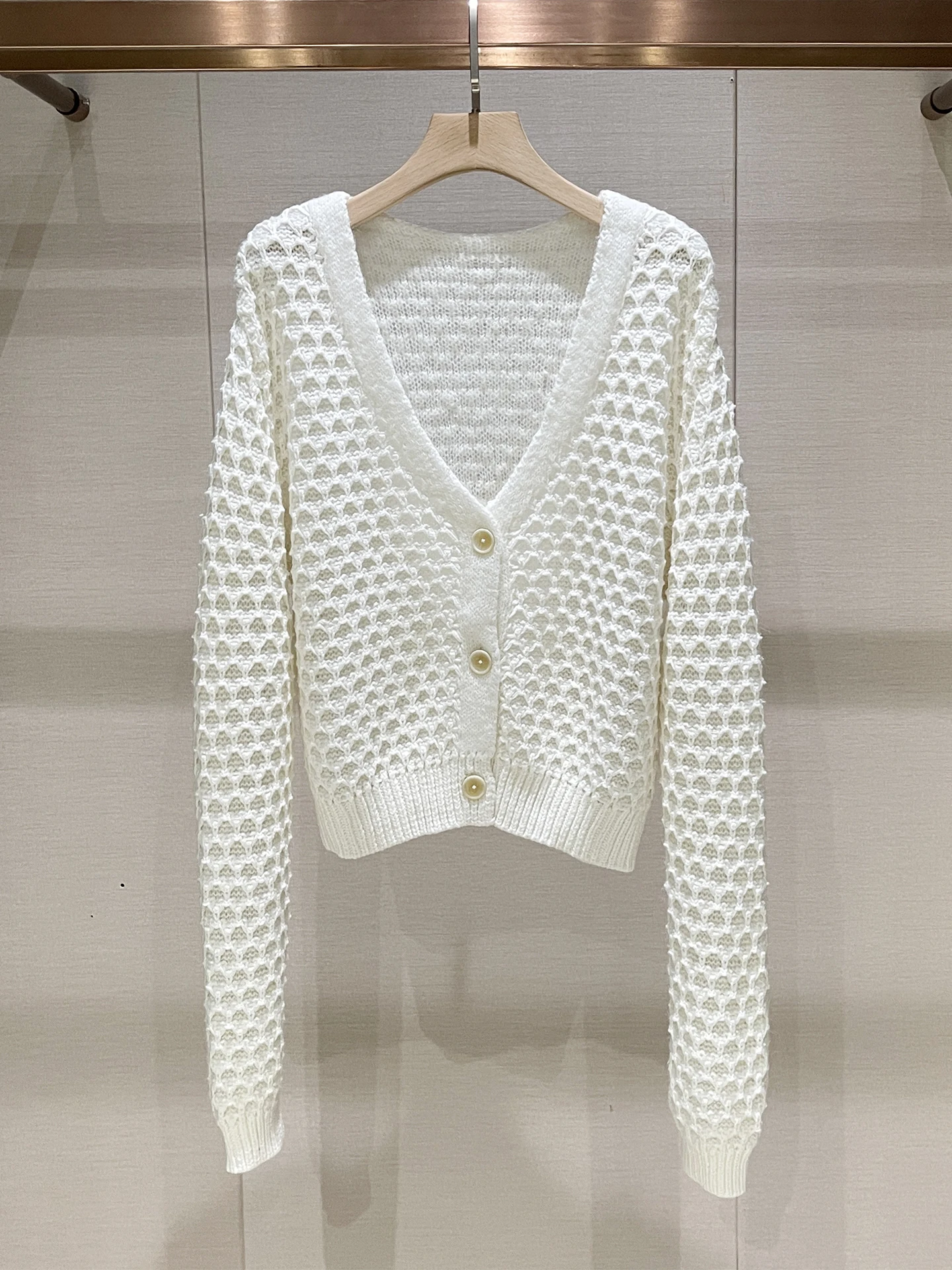 Ele V-Ne Maglione lavorato a maglia Cardigan aperto bianco monopetto da donna Sweet Sle Winter Faion Casual Pelle traspirante-Fr...