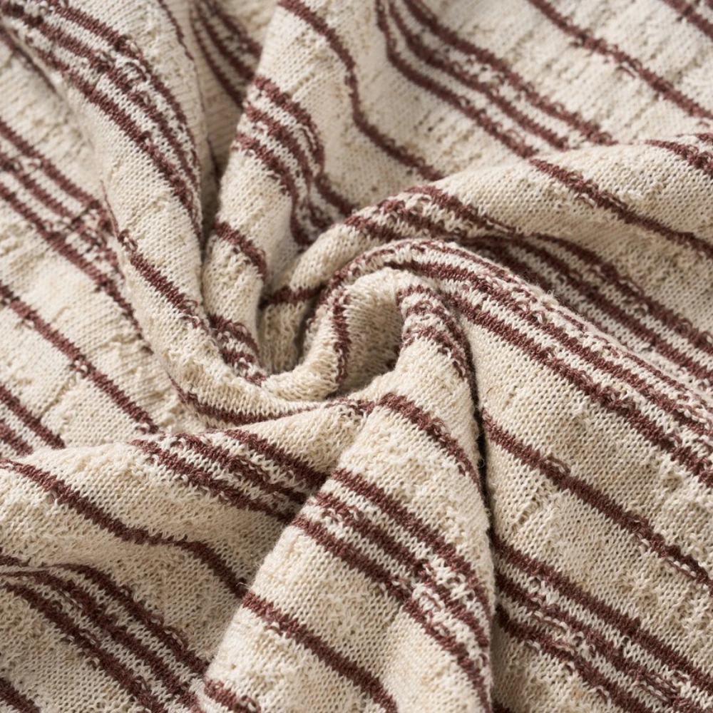 Linen Blend Summer Vintage Style Striped Short Sleeved Polo Shirt for Men and Women Loose Knit Sweater Couple Half Sleeved TEE
