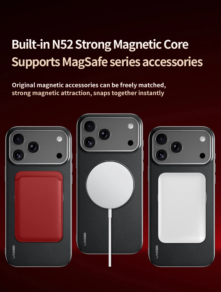 Magnetic Leather for Magsafe Case for iPhone 18 17 Pro Max Air 17Pro 18Pro Ring Luxury Lens Protection Holder Phone Back Cover