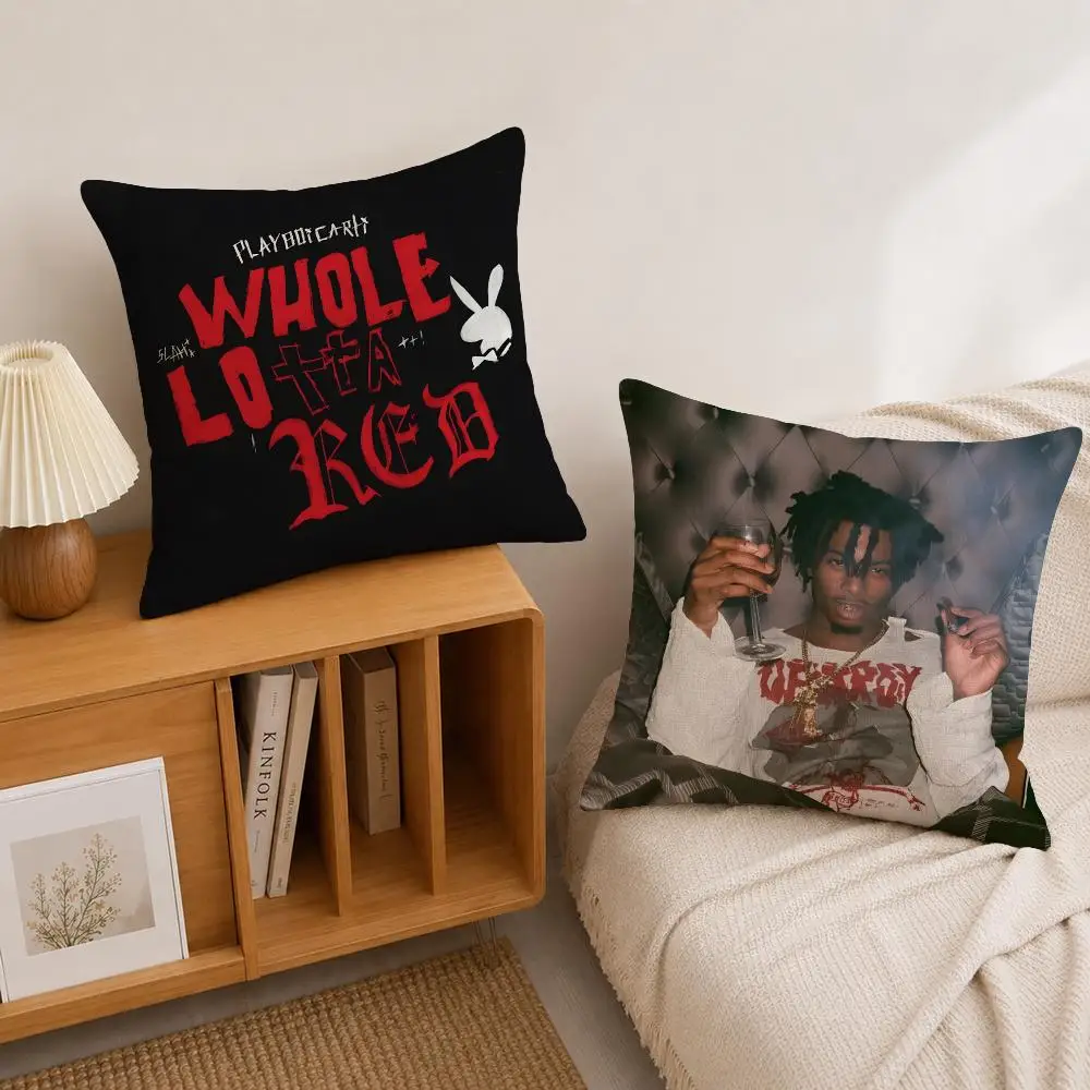 Rapper Playboi Carti Cushion Cover Natural Linen Pillowcase Set, All-in-One Decor for Sofa, Bedroom & Chair