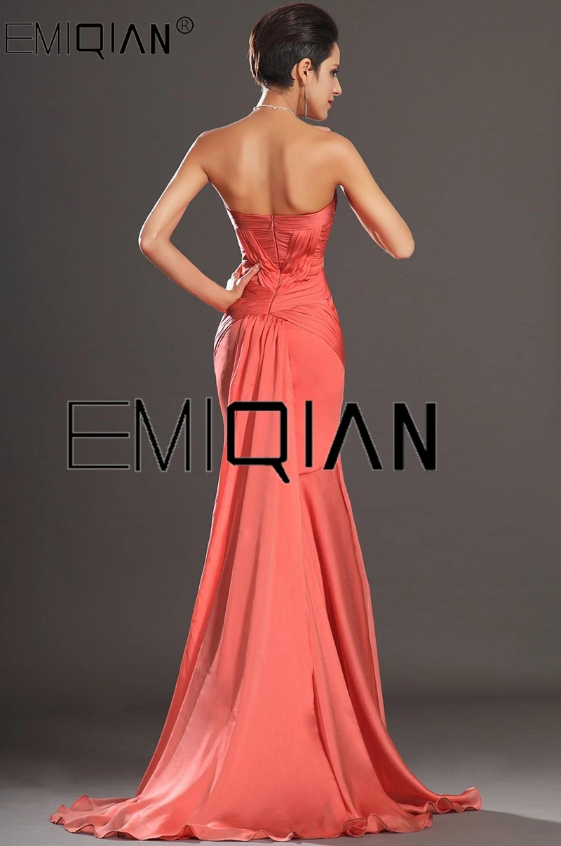 New Arrival Strapless Mermaid Evening Gowns Sweetheart Neckline Orange Chiffon Evening Dress