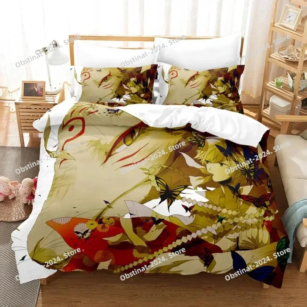 3D Anime Natsume Book of Friends Nyanko Bedding Set Print single Comforter Duvet Cover Pillow Case 3 Pieces Sets Kids Adult Size