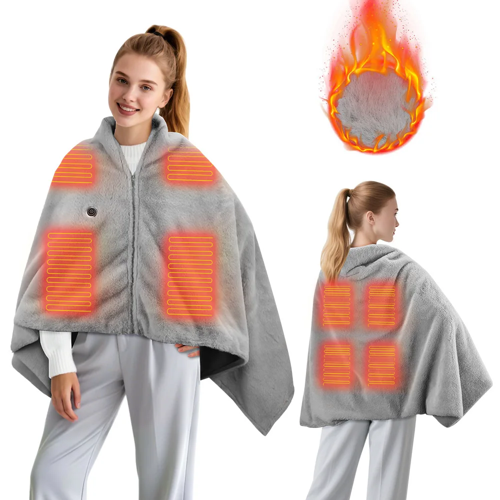 Heated Shawl Blanket USB Plug 3 Speed Heating Washable Nap Shawl Electric Scarf Portable USB Heated Blanket Warm Flannel
