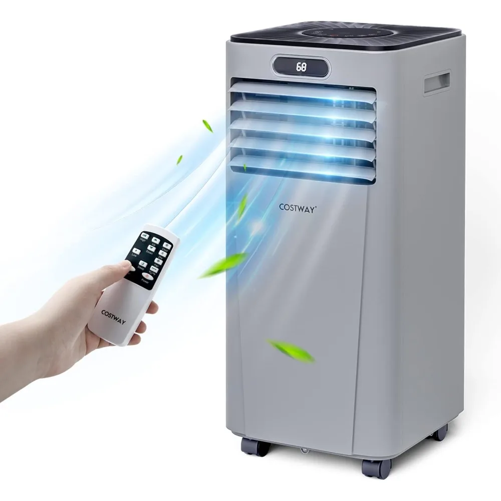 

Portable Air Conditioner,Air Cooler with Drying/Fan/Sleep Mode, 2 Speeds, 24H Timer Function, Remote Control (10000BTU-Grey)