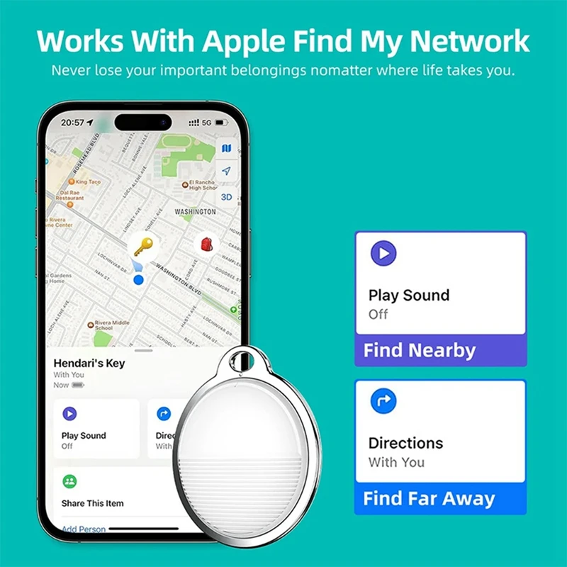 Dispositivo anti-smarrimento Bluetooth portatile Mini localizzatore GPS per cani Localizzatore di chiavi Localizzatore di oggetti intelligenti Funziona con Apple Trova il mio