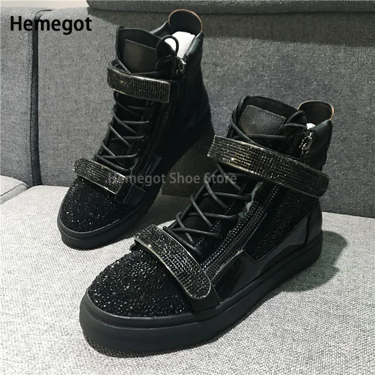 Luxury Diamond Zipper Sneakers Men\'s New Casual Shoes Men\'s Shoes High Top Shoes Lovers Lace-Up Shoes Casual Shoes New In