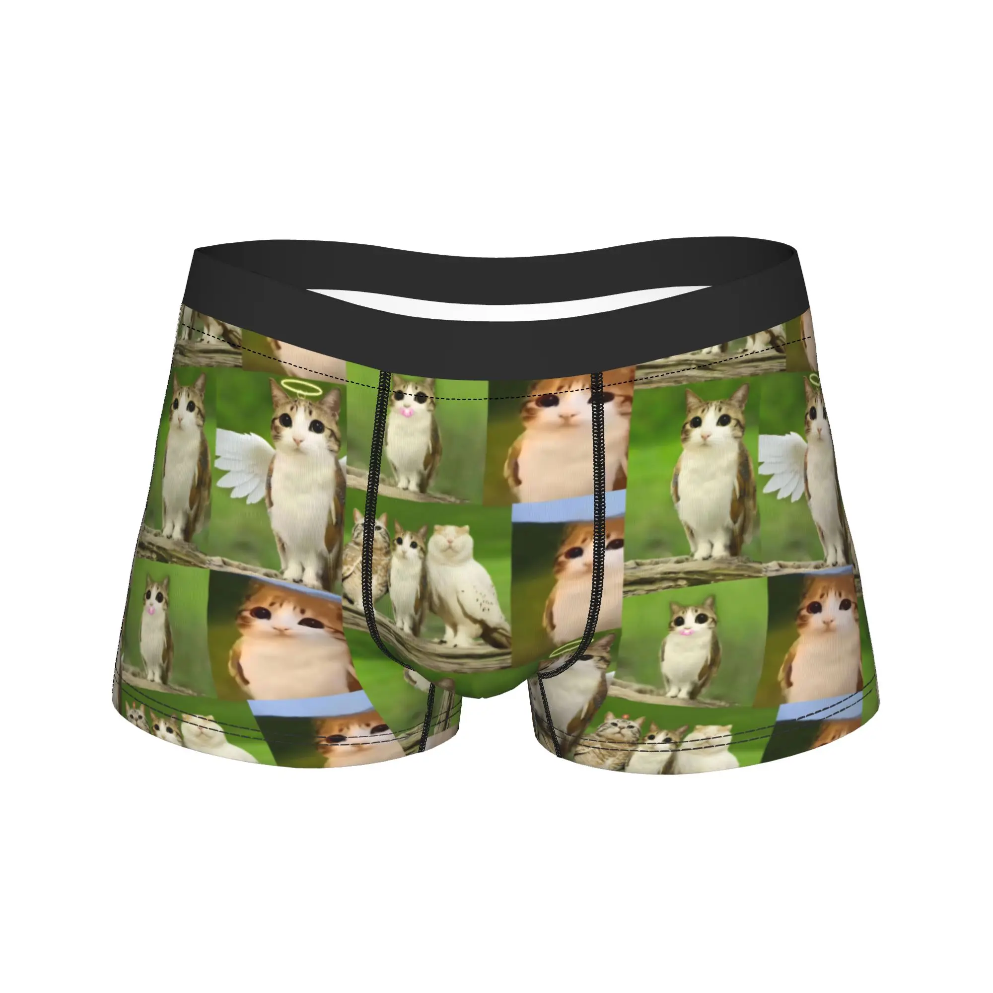 

Мужские трусы-боксеры Meowl Cat Owl Meme, шорты, мягкое нижнее белье, мужские забавные трусы больших размеров