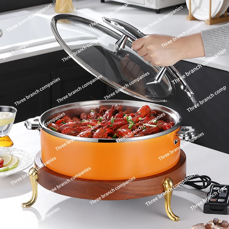 y Commercial Color Stainless Steel Hammer Printing Warm Pot Buffet Stove Display Cold Meal Tea Break Hotel Insulation Heating