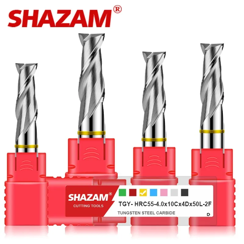 

SHAZAM TGY-HRC55 2-Flute Color Circle Flat End Mill Tungsten Steel Carbide For Aluminu Milling Cutter CNC Machin Endmills Tools