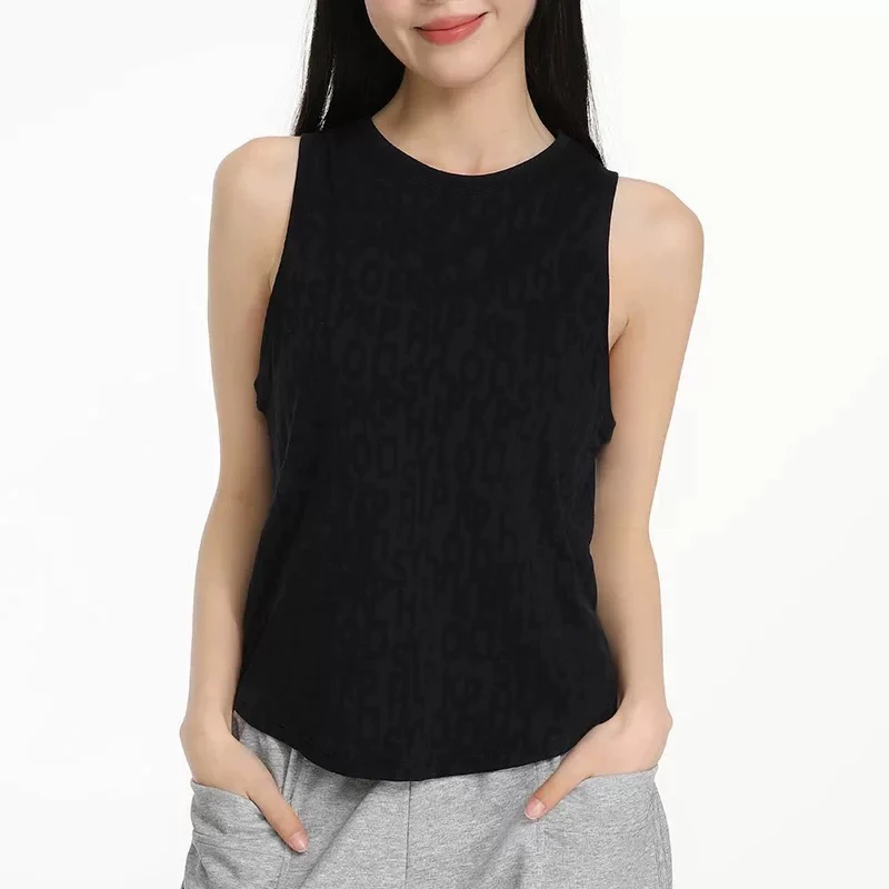 

Women's I-shaped sports vest, summer lightweight printed loose yoga sleeveless top