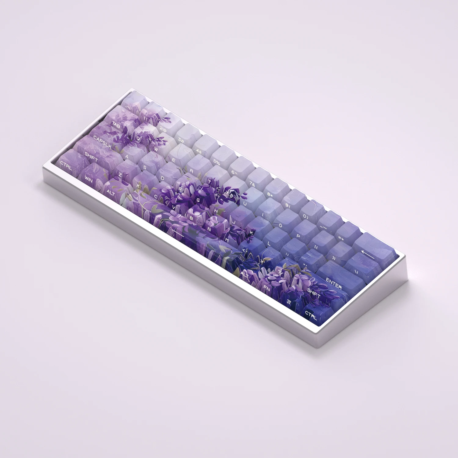 Wisteria Flowers Keycaps for Mechanical Keyboard PBT 5 Side Dye Sub Cherry Profile Side Print Backlight Purple Ajazz AULA F75