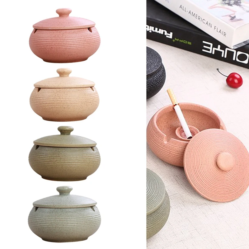 Ceramic Ashtray With Windproof Lid For Indoor Outdoor Use