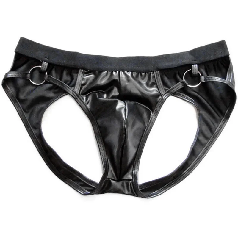 Experience Luxury with Men's Sexy PU Leather Jock Strap Briefs Thong GString Pouch Panties, Available for Waist Size 60cm~84cm