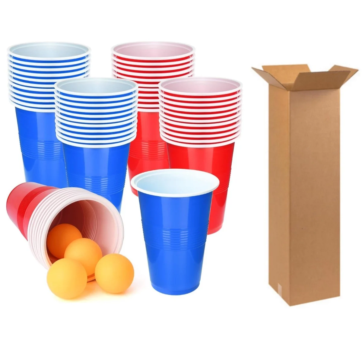 Beer Pong Cup Game Set 24 Pcs 16 Oz Plastic Party Cups with 4 PCS Ping Pong Balls in Carton for Christmas Gift  Gratuation Party