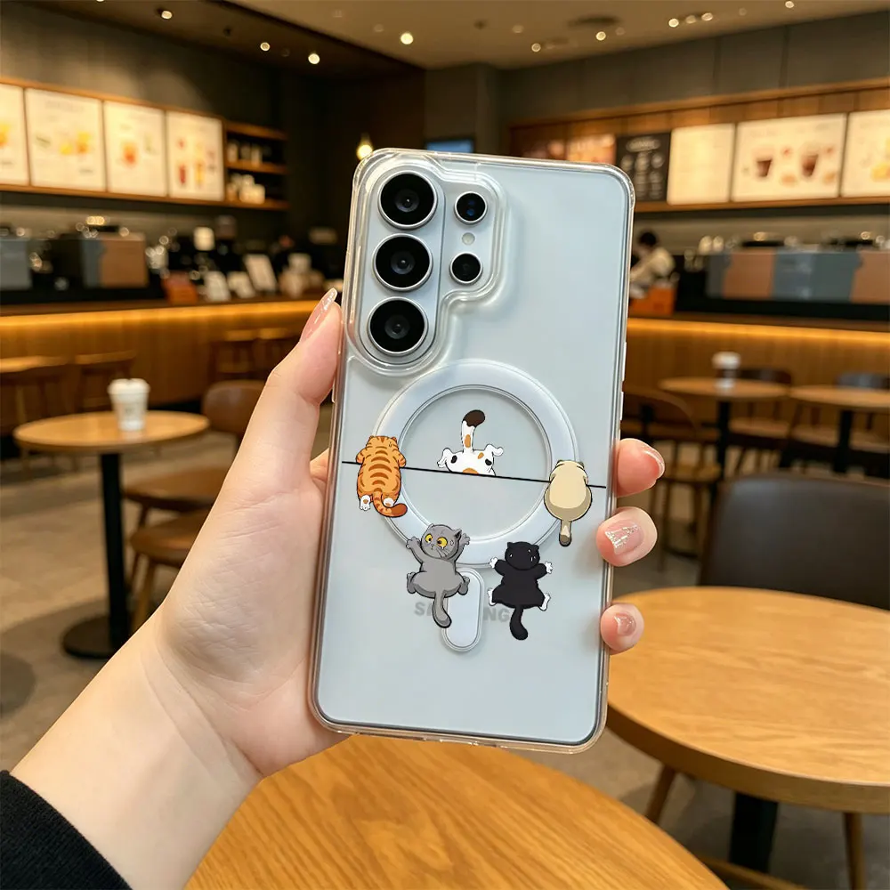 Acrylic Magnetic Phone Case For Samsung Galaxy S26 S25 S24 S23 S22 S21 Ultra Plus Edge S20 FE S20 FE2022 5G Cute Pet Print Cover