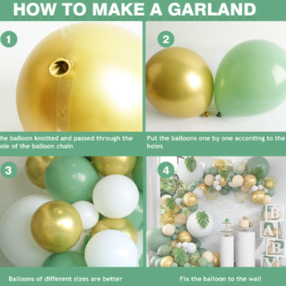 Green Balloon Garland Arch Kit Jungle Safari Party Baloon Birthday Party Decor Kids Baby Shower Wild One Wedding Latex Ballons