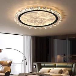 Crystal ceiling lamp, post-modern light luxury bedroom room lamp, household energy-saving eye protection study round lamp