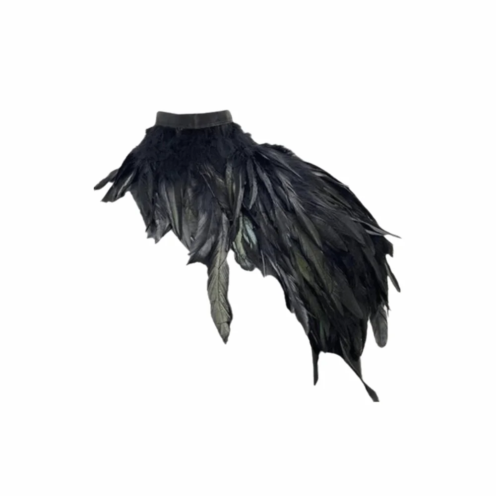 Creative Gothic Style Feather Shawl Party Wear Stage Performance Feather Scarf Gothic Shawl Wedding Party