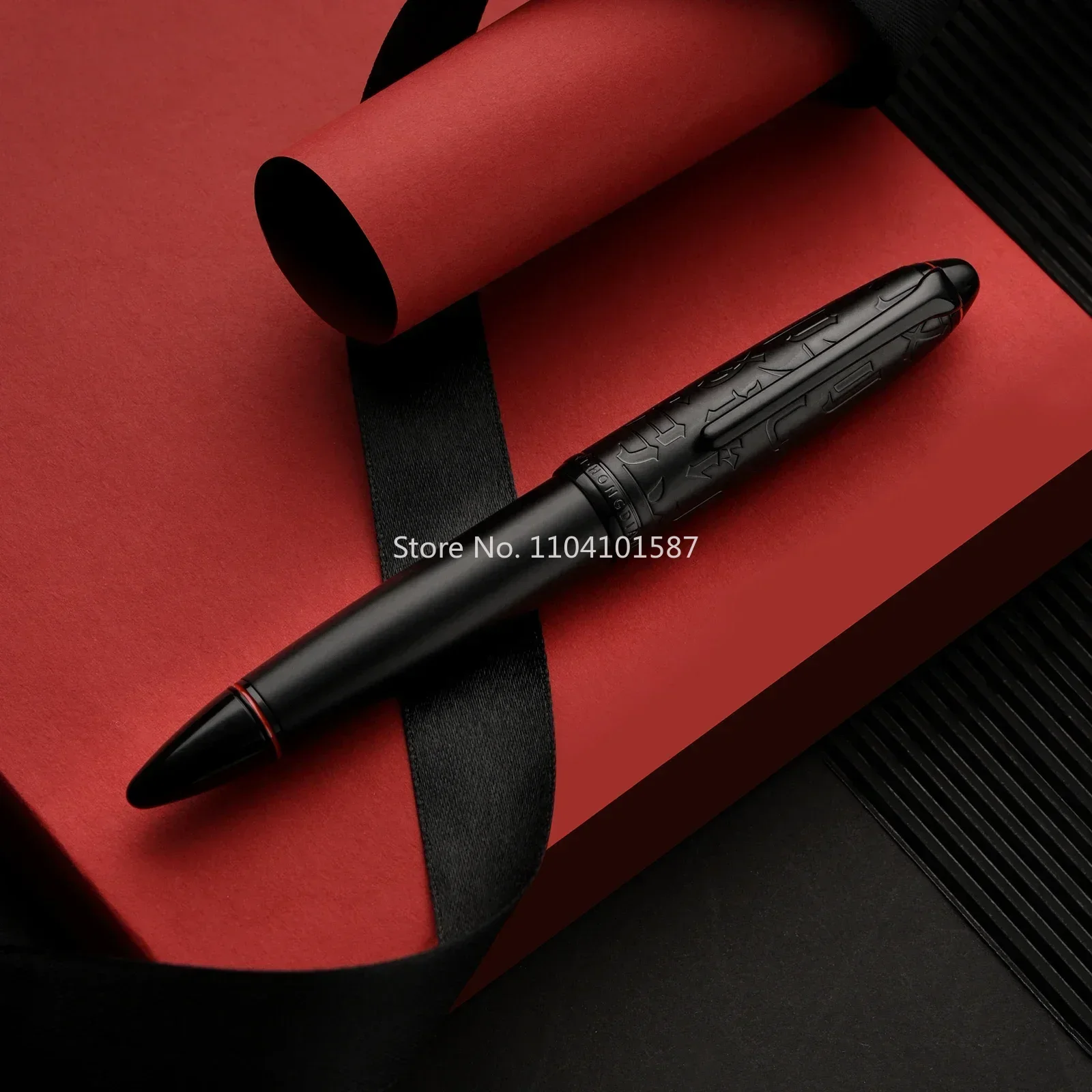 HongDian N6 Black Piston Fountain Pen Resin  EF/F/Long Knife Nib Beautiful Torpedo Cloud Seal Cap Business Office Writing