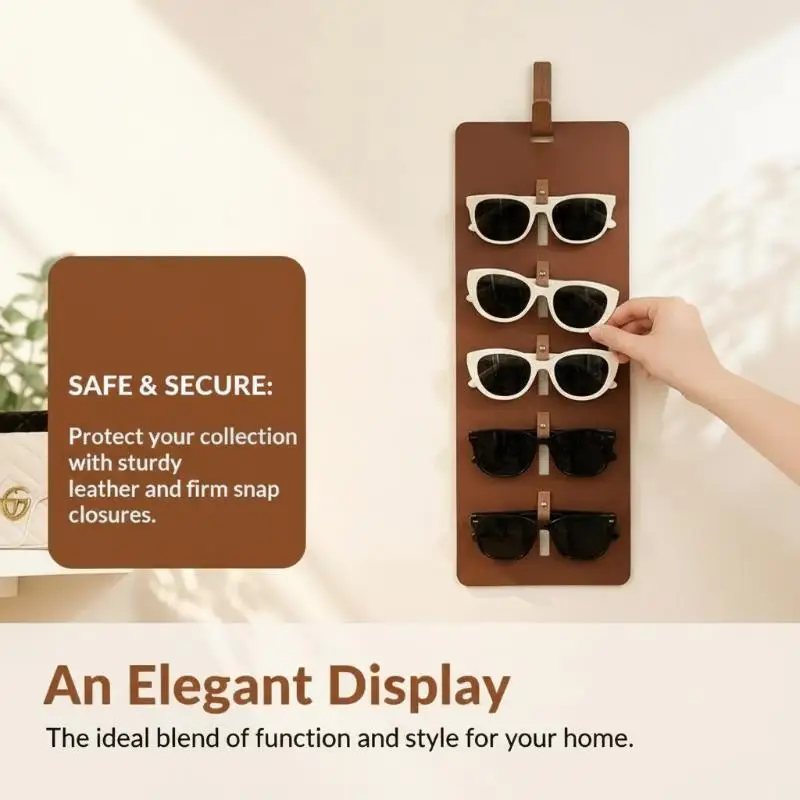 Hanging Leather Eyeglasses Storage Organizer Multi‑slot Sunglasses Display Holder Home Entryway Eyewear Accessory Stand