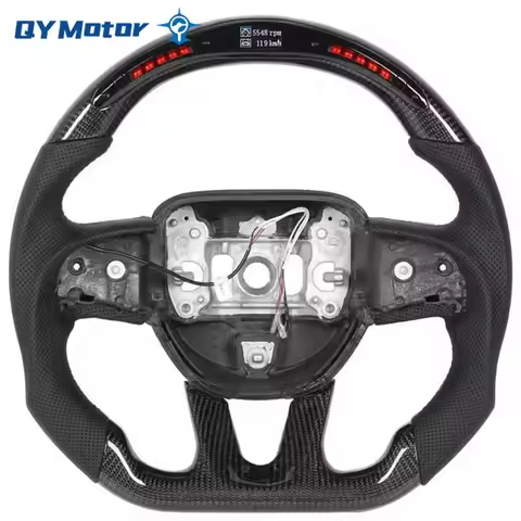 LED Carbon Fiber Steering Wheel For Dodge Challenger Charger Durango HELLCAT 2015-2020 Jeep Grand Cherokee SRT 2014-2020