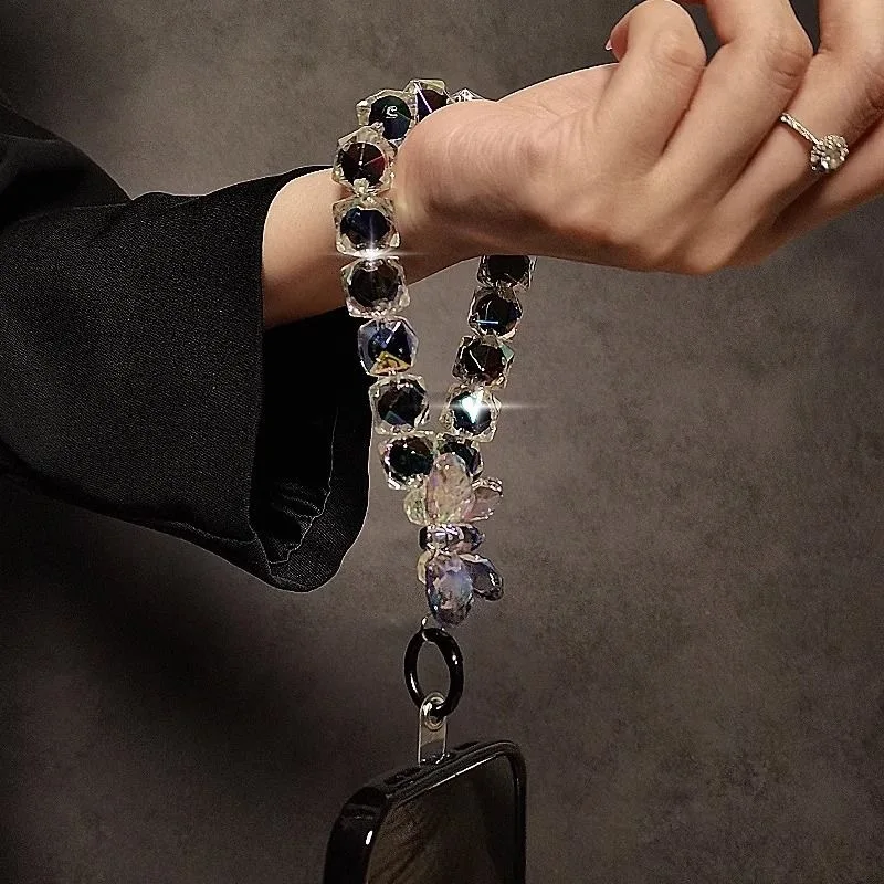 DIY Bracelet Crystal Shinning Acrylic Butterfly Girl Phone Charms Wrist Hanging Strap Mobile Phone Lanyard Phone Bag Key Chain image 3