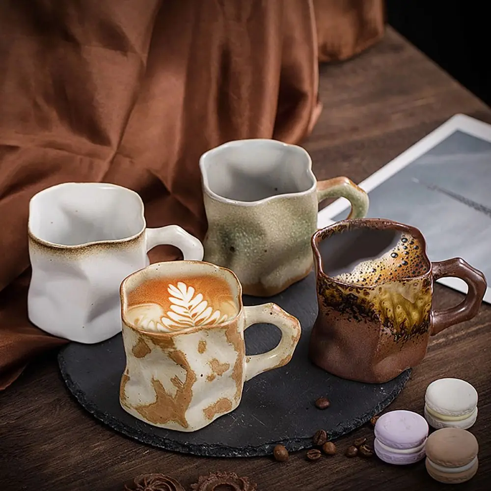 

290ml Crude Pottery Ceramic Coffee Mug Handmade Kiln Transmutation Office Water Cup Creative Household Breakfast Tumbler