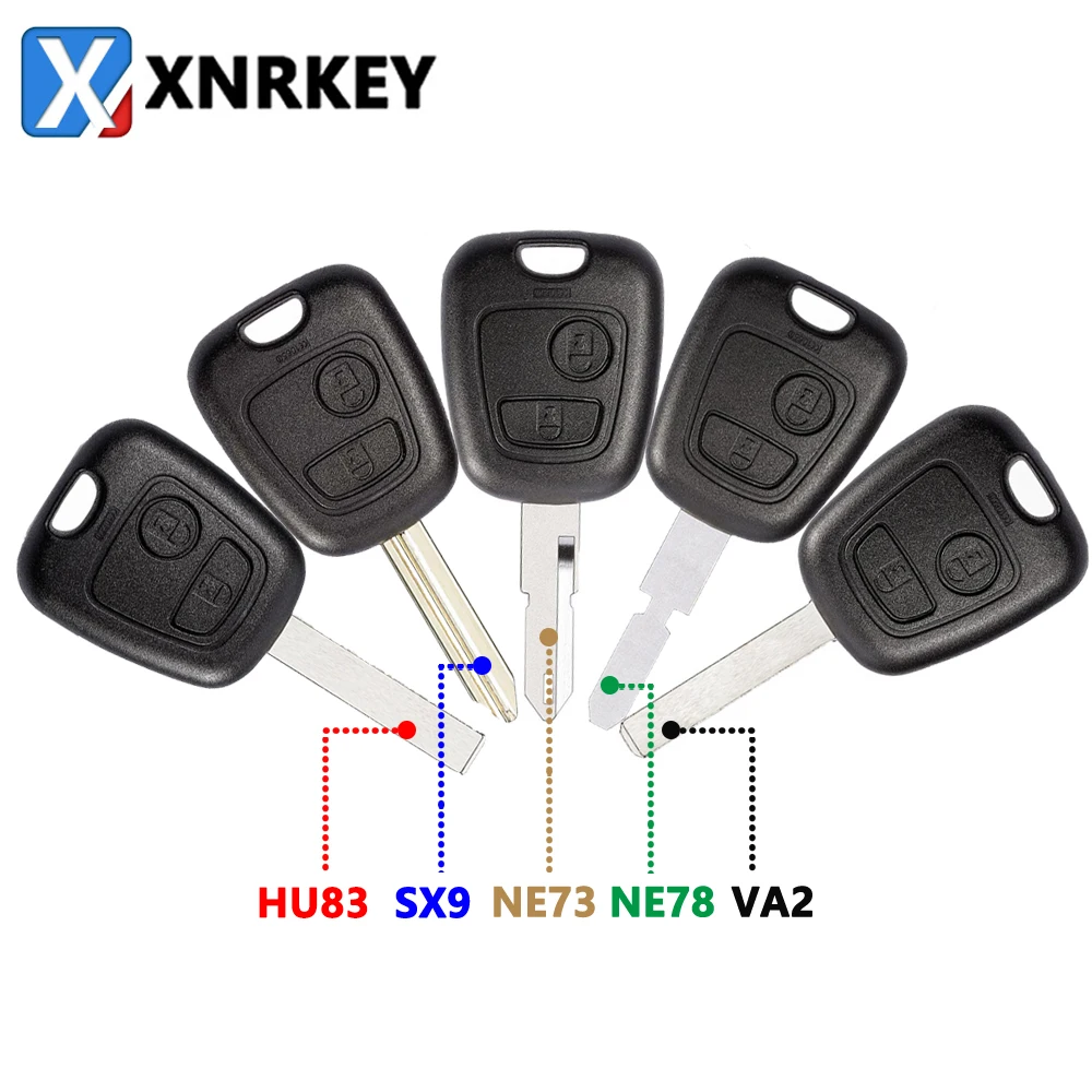 

XNRKEY 2 Button Remote Car Key Shell NE73/HU83/VA2/SX9 Blade for Peugeot Partner 206 107 207 306 307 407 for Citroen C1 C2 C3 C4