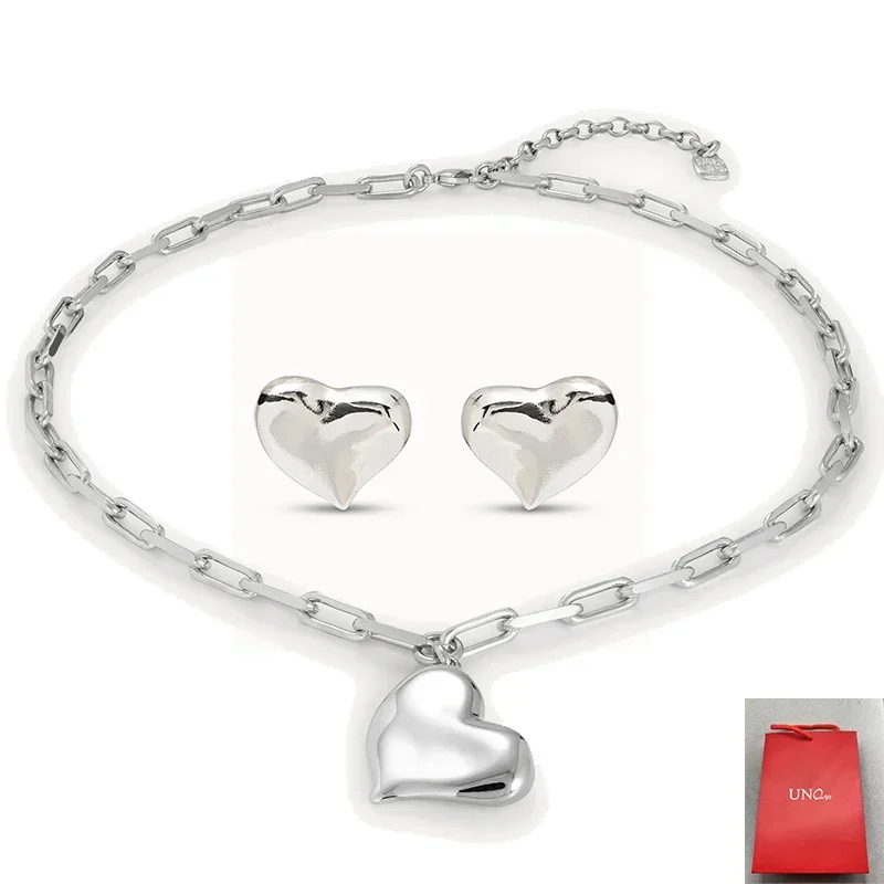 Luxury 2024 Spain UNOde Daily Cute and Exquisite Silver Little Love Jewelry Set for Women's Gifts