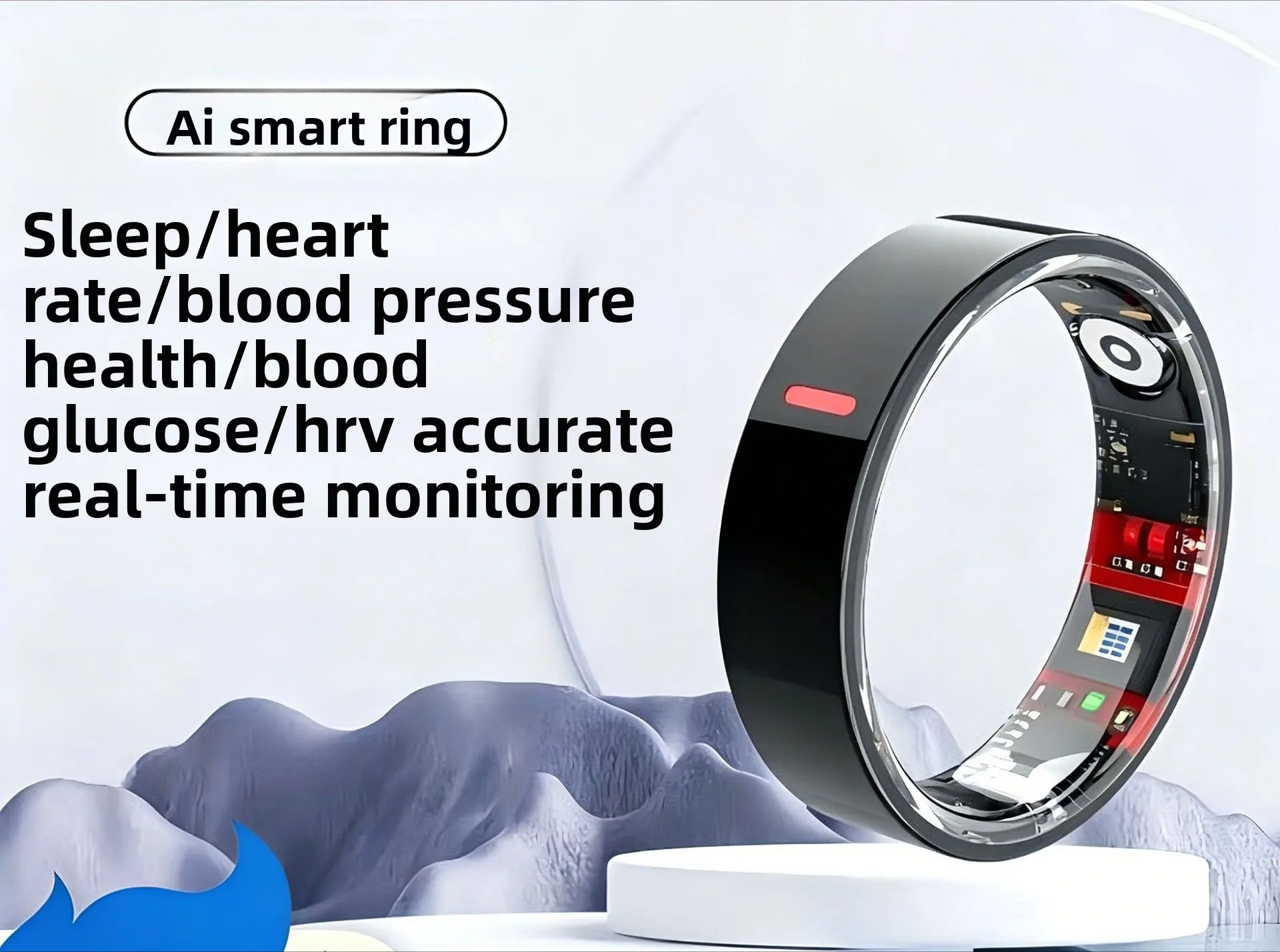 Cross-border Smart Wearable Ring,Health Tracker for Heart Rate,Blood Oxygen,HRV,Stress,Sleep Monitoring&Step Counting Tool