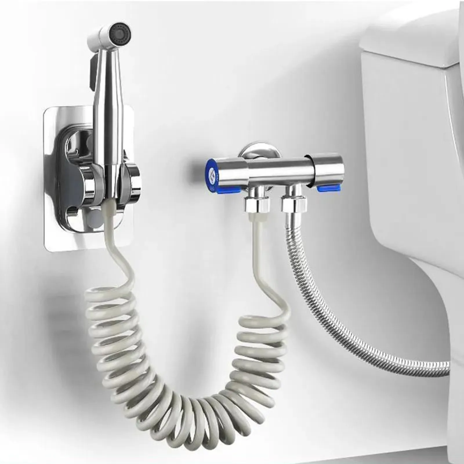 Handheld Bidet Sprayer Set Stainless Steel Spray Shower Handheld Toilet Bidet Faucet Sprayer Shower Nozzle Self Cleaning