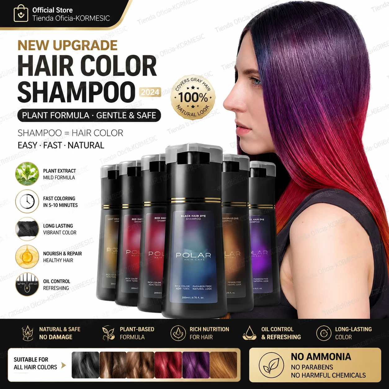 

The Latest Shampoo quickly coloring plant formula natural shampoo does not damage oil control, nutrition, natural, long-lasting
