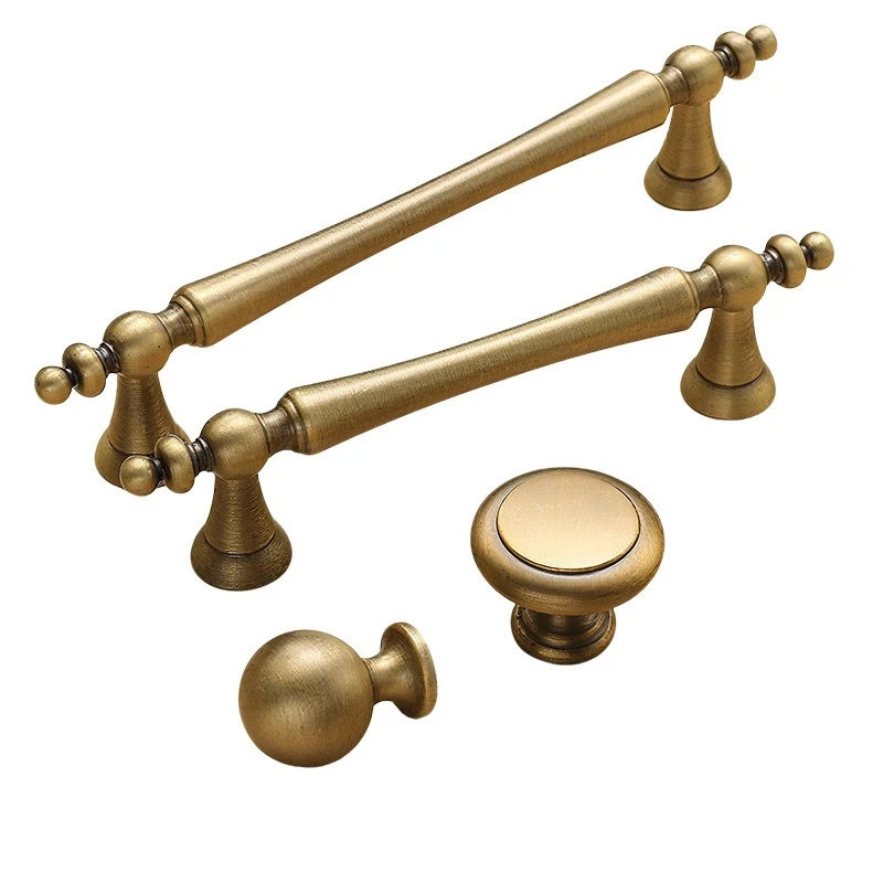 Solid Brass American Style Cabinet Door Handle Retro French Style Light Luxury Drawer Door Cabinet Wardrobe Door Handle Knob