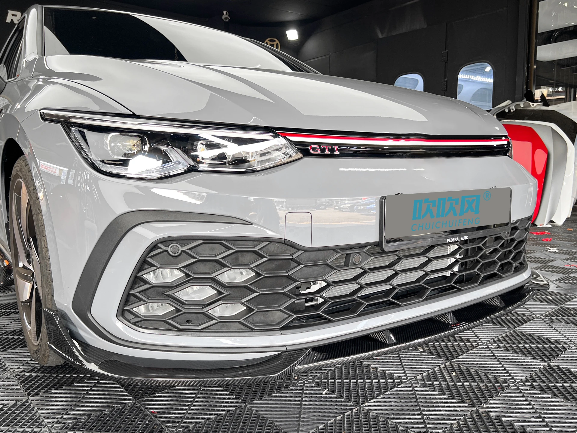 Dry Carbon Fiber Front Lip Spoiler Splitter Extension for Volkswagen Golf MK8 GTI R-Line GTE GTD 2019-2026