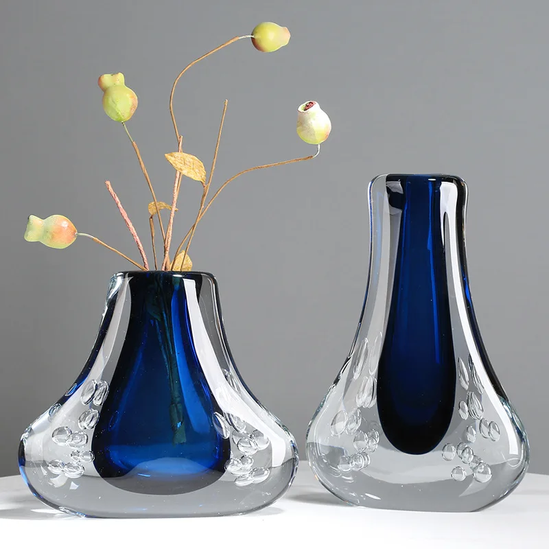 

Bubble Glass Vase Blue Transparent Double-layer Flower Arrangement Accessories Hydroponic Terrarium Home Decoration